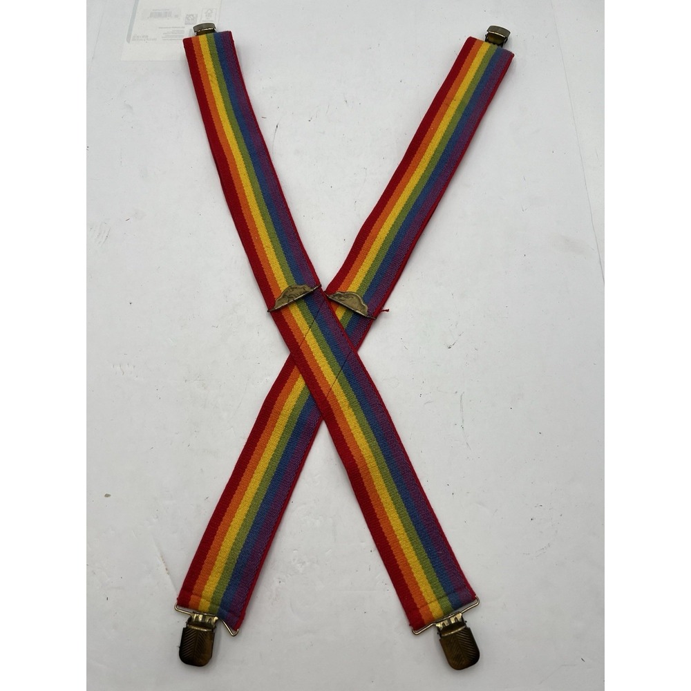 Vintage Rainbow Suspenders 70s 80s Retro Pride Gay LGBTQ Colorful Adjustable